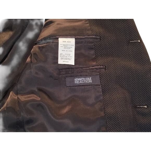 Kenneth Cole Reaction Sport Coat 42R Brown Tweed Blazer - Picture 9 of 12